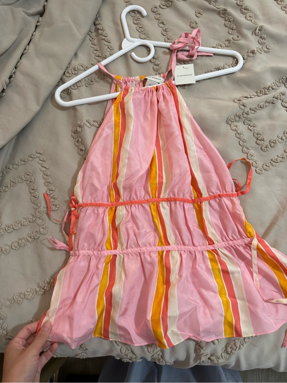 Club Monaco Pink and Yellow Striped Halter Top